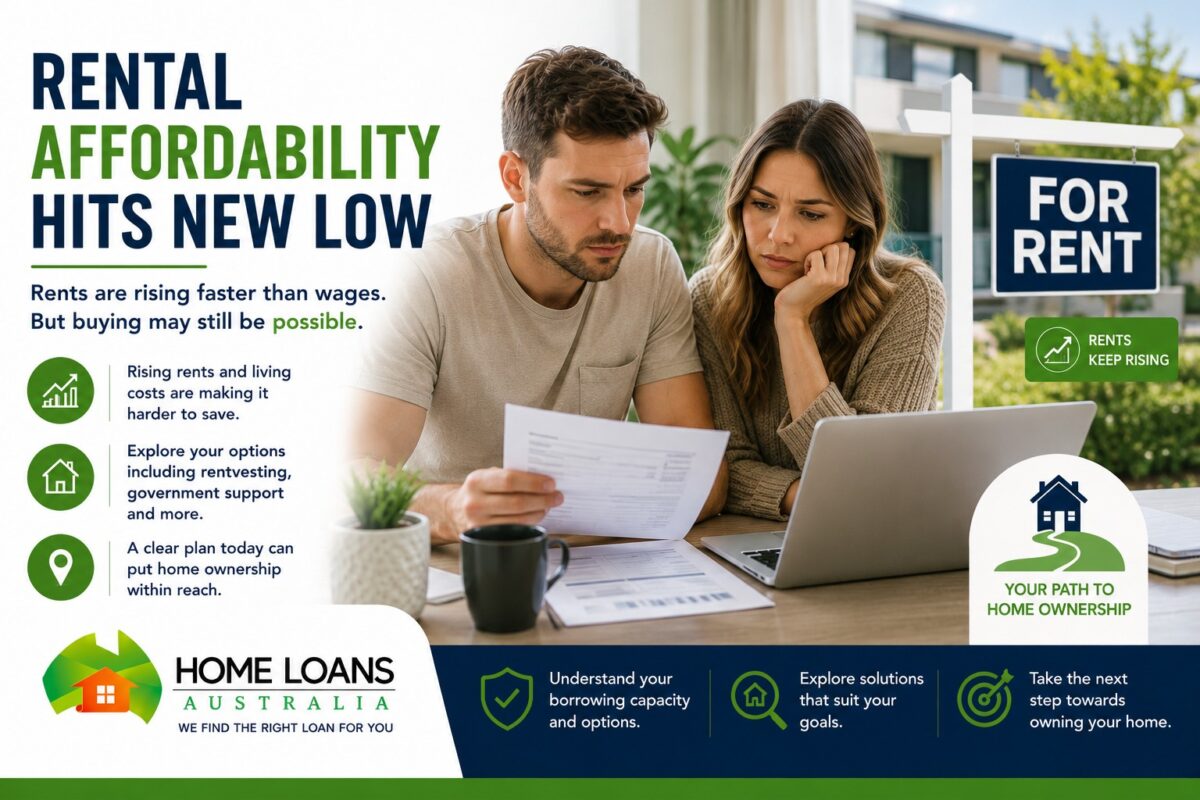 Australian renters reviewing home ownership options as rising rents impact housing affordability and saving for a deposit.